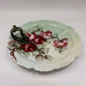 Vintage Floral Round Trinket Dish Ceramic